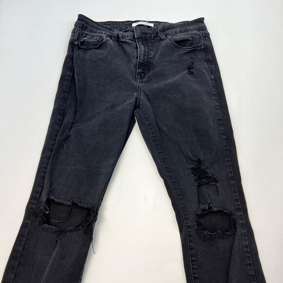 Eunina Women’s Clara Skinny Cropped Jeans Distressed Faded Black Size 11 - Picture 2 of 10